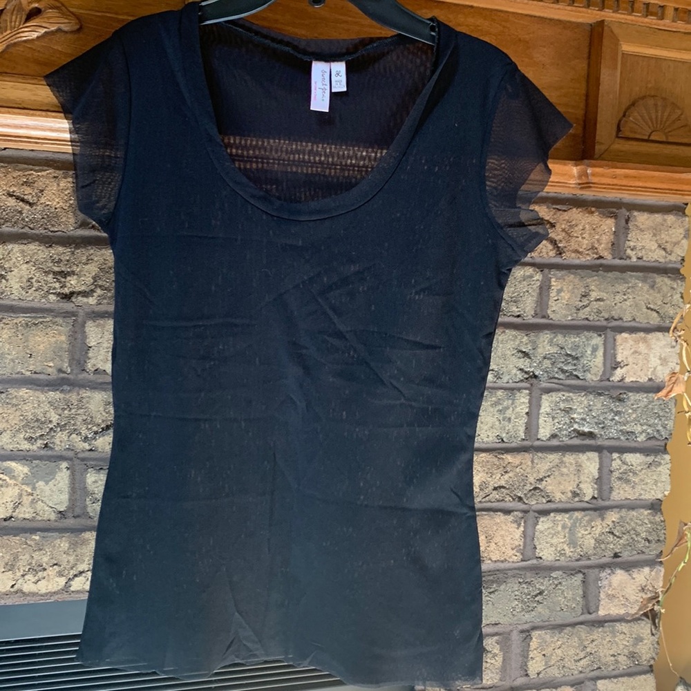 Womens black tee (mesh)by sweet pea size large